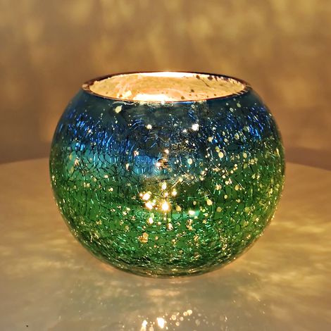 Porte-bougie multifonction en verre, porte-bougie chauffe-plat décoratif, plaqué électrolytique, dégradé de couleurs. (1/5)