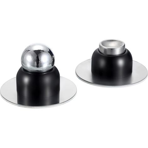 Lot de 2 butées de porte magnétiques avec support adhésif - Sans perçage - Métal - Noir (1/5)