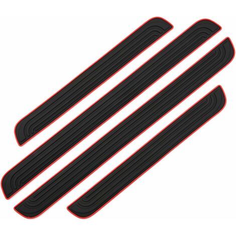Barres de Seuil de Porte Voiture 4PCS Plaque de Seuil Protecteurs Autocollant Voiture Film Adhésif pour Protection Seuil Porte Garde-Plaque de Seuil de Porte Voiture en Caoutchouc Souple PVC(Noir)deng (1/5)