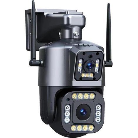 Caméra de sécurité à Domicile Caméra IP 12mp 6K PTZ extérieure, Trois objectifs, Double écran, Zoom 10X, Suivi Automatique, étanche, Protection de sécurité CCTV 4K(4K 8MP No Card) (1/5)