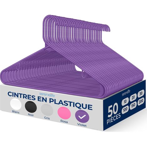 Cintres en Plastique Antidérapants Porte-Vêtement Fins et Gain de Place pour Chemises, Pulls, Sweats, Vêtements Enfants et Robes Ultra-Fins Légers Lot de 50 Violet (1/5)