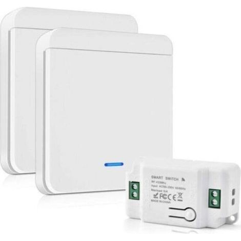 Interrupteur D'éclairage Radio 10A 230V Kit Interrupteur Sans Fil Sans Pile 200-2000W Interrupteur Va Et Vient Sans Fil Sans Câble Interrupteur Sans Fil Exterieur (1/4)