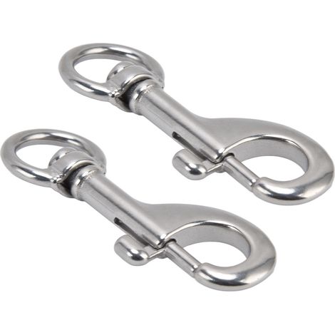 Lot de 2 mousquetons à œillet rotatifs en acier inoxydable 316 de qualité marine, clip de plongée simple extrémité 87 mm (1/5)