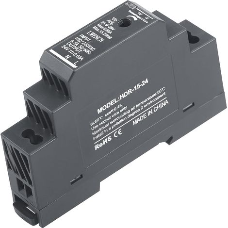 Alimentation Sur Rail DIN 24V DC 0.63A 15W, Entrée 100-240V AC 50/60 Hz Transformateur Sur Rail DIN pour l'Automatisation Domestique ou Industrielle (1/5)