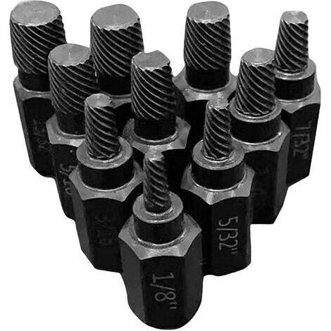 Extracteur de boulons,Extracteur de boulons hexagonaux dénudés en Acier allié,Lot de 10 extracteurs de vis 1/8 à 7/8" pour enlever Les Goujons cassés, Les boulons, Les vis (1/5)