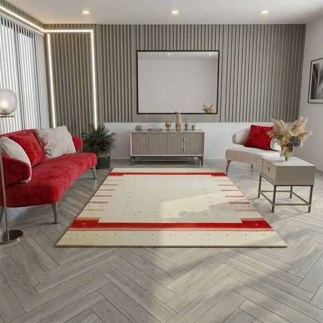 Tapis Loribaft tissé Tapis Aurora Flair - Tapis en laine - 180x120cm, Rectangular - 100% Laine vierge - Tissé main - Beige