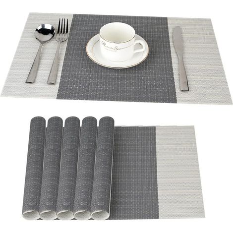 Set mit 6 abwaschbaren, rutschfesten Platzsets 30x45cm, hitzebeständige PVC-Platzsets für Küche und Esszimmer. (1/5)