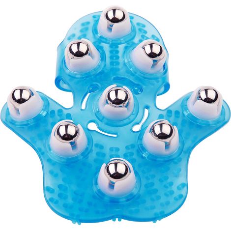 Balle de massage manuelle — Dotée d'une bille rotative pour les muscles, le dos, le cou et les articulations — Design portable —Bleu