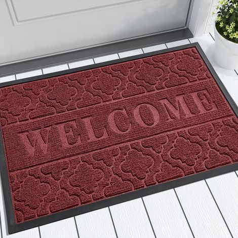 Paillasson antidérapant lavable et résistant pour porte d'entrée, couloir, bureau - Rouge - 120 x 80 cm - Idéal pour l'extérieur et l'intérieur (1/5)