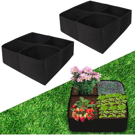 Lit de jardin surélevé en tissu, 30 gallons, 4 grilles, sacs de culture de plantes, 60x60x30cm, jardinière de légumes et de fleurs, 2 pièces (1/5)