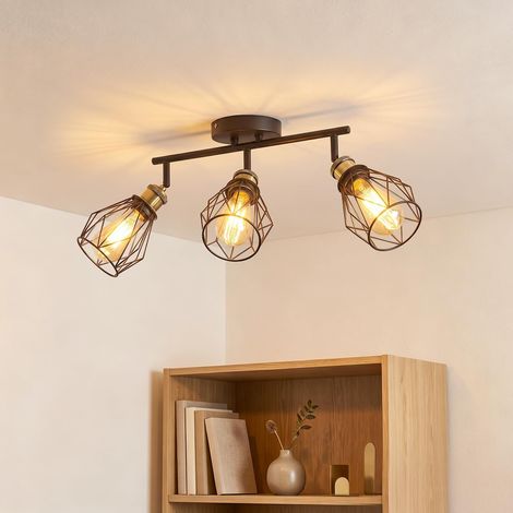 Luminaire Plafonnier LED, 3 Spots de Plafond Orientable, E27 Rampe Spot LED Mural, Plafonnier Couloir, Chambre, Cuisine, Salon (Sans Ampoules) (1/5)