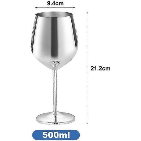 HONORNIC - Ensemble de verres à vin en acier inoxydable incassables, verres à vin argentés pour l'extérieur (1/4)