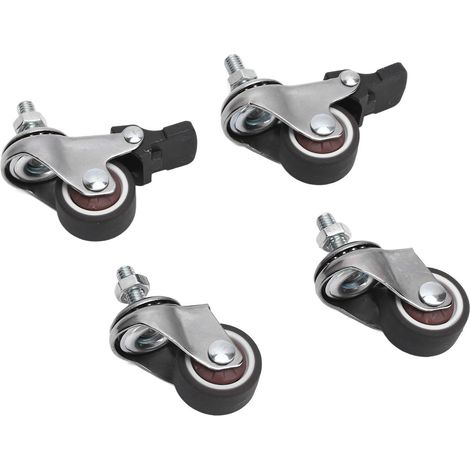 Lot de 4 roulettes pivotantes à tige filetée M6x15mm diamètre 1 pouce en TPR pour chariot établi armoire étagère (1/5)