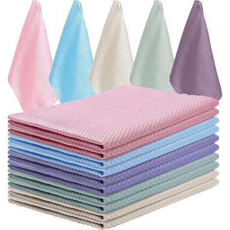 Panni per la pulizia in microfibra, 10 panni per la pulizia a squame di pesce, 25x25 cm, panni ecologici riutilizzabili per la pulizia dei finestrini dell'auto e dei vetri della cucina (colore casuale (1/5)