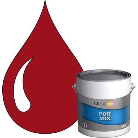 Peinture d'Accroche et Finition Acrylique Satinée - POK - POK MIX - RAL 3003 - Rouge Rubis - 3L (1/4)