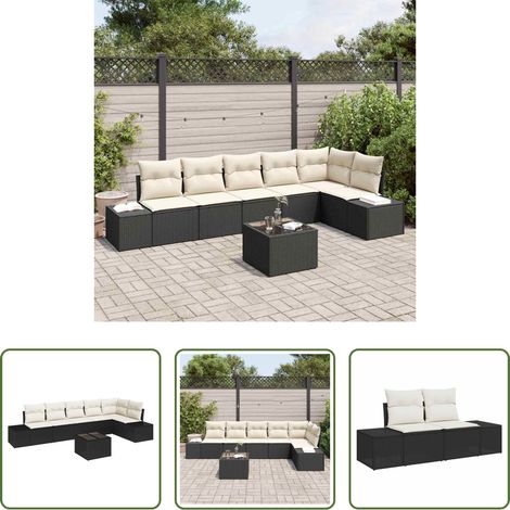 vidaXL Poly-Rattan - Gartensofa-set mit Speicher Braun und Creme Poly-Rattan (1/5)