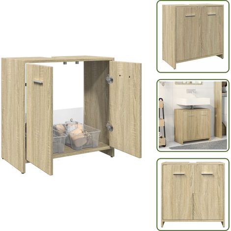 vidaXL Waschbeckenunterschrank Sonoma-Eiche 60x33x60 cm Holzwerkstoff