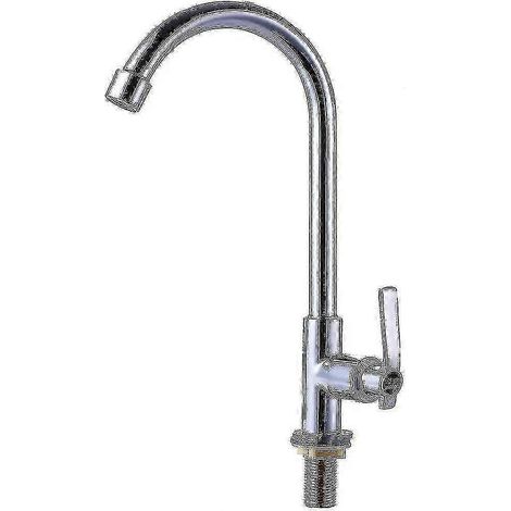 Robinet d'évier à eau froide avec commande à levier unique, bec haut et installation sur comptoir, en acier inoxydable (1/4)