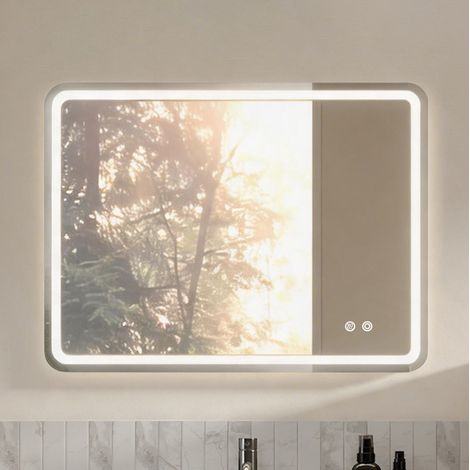 Specchio LED da bagno 60x80 cm in vetro argentato antiappannamento - MEUBLIV (1/5)