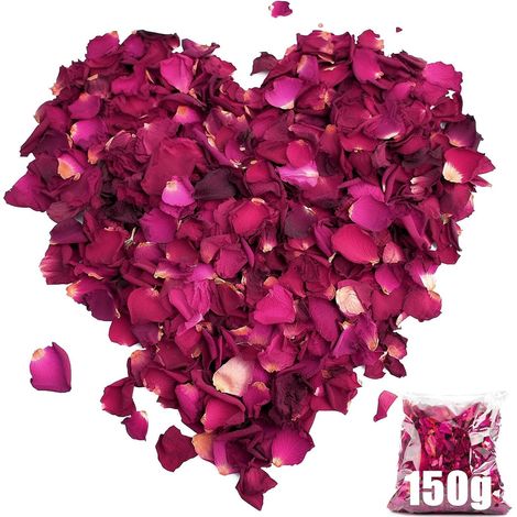 150G (30 Invités) Petale de Rose Naturelles Petale de Rose Rouge Fleurs Séchées Mariage Confettis pour Bain Pieds de Bain Spa Mariages Accessoires de Bricolage (1/5)