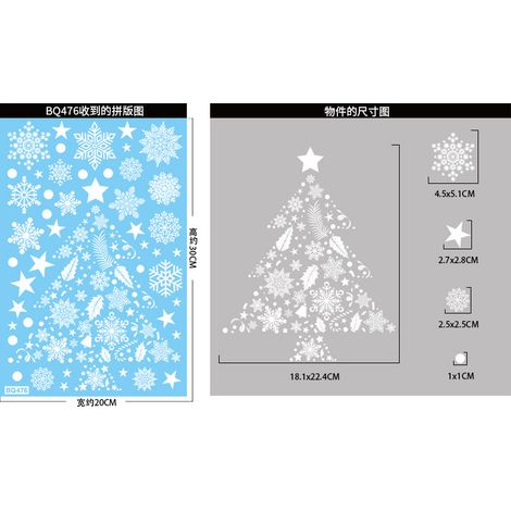 Autocollants de Noël, flocons de neige blancs, cadeaux, sapin du Père Noël, autocollants pour fenêtres, bonhomme de neige, chaussettes de Noël, rennes, décorations de fenêtres, autocollants statiques.
