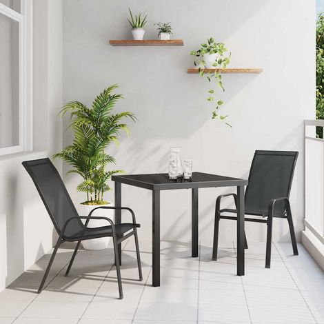 Ensemble de salle à manger pour jardin 3 pcs-Salon de jardin Noir 212064 (1/5)