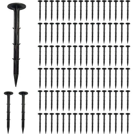 Clous en Film, Piquets de Fixation Plastique Réutilisables pour Jardin, Ancrage de Sol, 15cm, 100 Pcs (1/4)