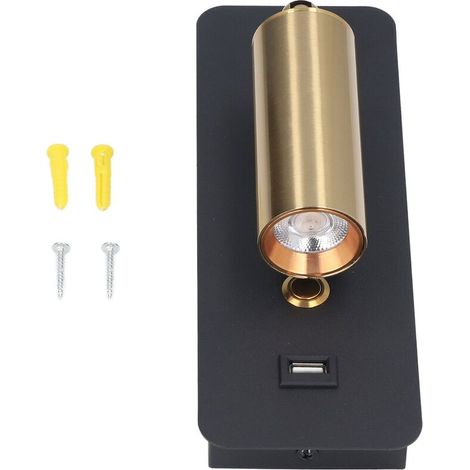 Applique murale LED interrupteur à clé minimaliste USB charge noir or éclairage neutre appliques murales pour chevet 85 à 265V