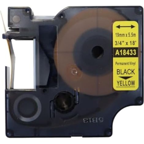 3 Étiquettes vinyle permanentes de rechange 18445/18436/18433 pour Rhino 4200/5200/5000, 19 mm x 5,5 m (Noir sur orange, jaune et blanc) (1/5)