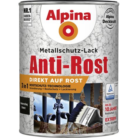 Alpina Metallschutz-Lack Hammerschlag 2,5 l schwarz Metallack Schutzlack (1/2)