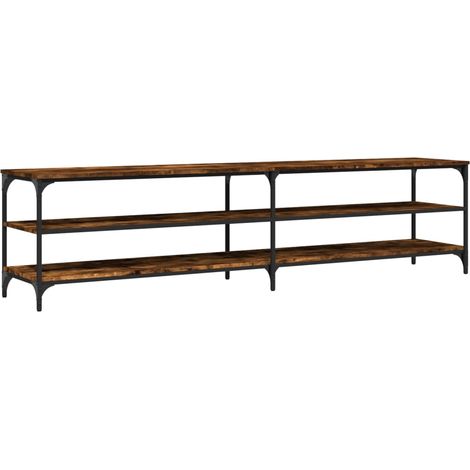 Meuble TV，Banc TV，Armoire TV chêne fumé 200x30x50 cm bois d'ingénierie et métal CFW413752 (1/5)