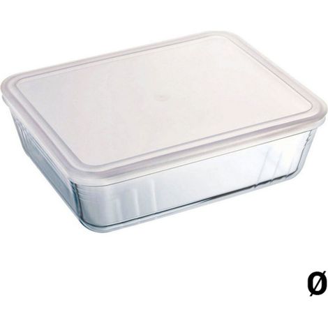 Contenedor multiusos recto con tapa de vidrio de 19x14 cm (1/4)