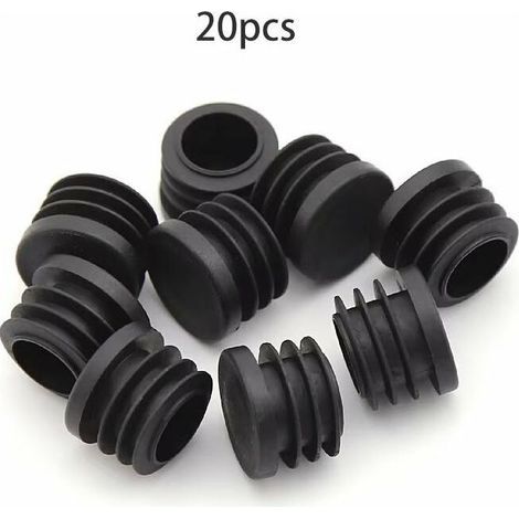 – Bouchons d'extrémité en plastique noir – Lot de 20 pièces – Diamètre extérieur 16mm – Résistants aux chocs et aux UV – Pour meubles et équipements (1/5)