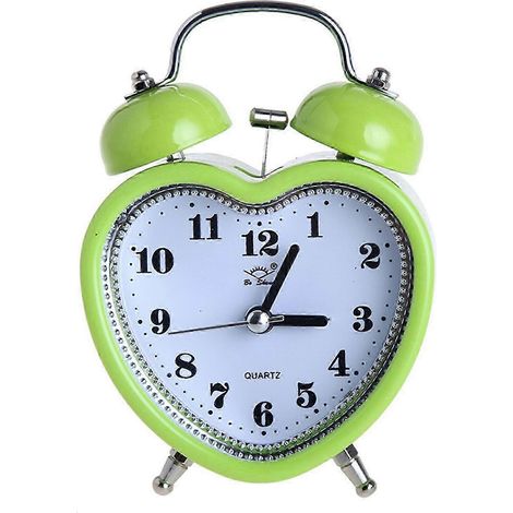 Réveil silencieux en forme de cœur avec veilleuse, idéal pour la chambre d'un enfant - un cadeau pour un réveil en douceur pour une petite fille, de couleur vert clair. (1/5)