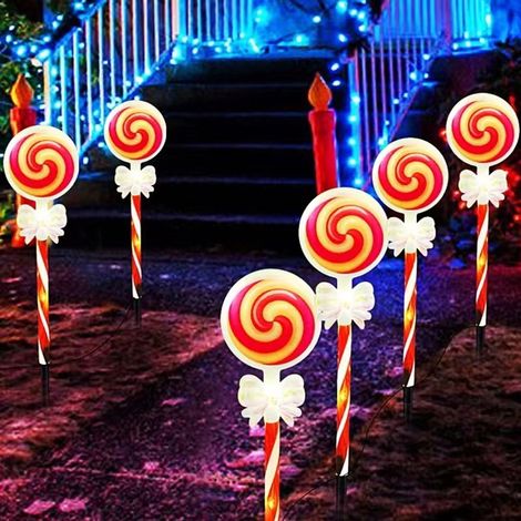 Luminaire Solaire De Noël - Forme Bonbon - LED Chaud - Étanche Ip55 - Pour Jardin Extérieur - 1 Pièce (1/5)