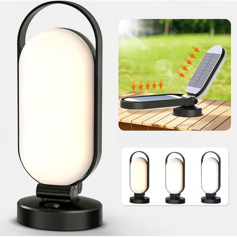 Lampe camping solaire LED rechargeable étanche noir