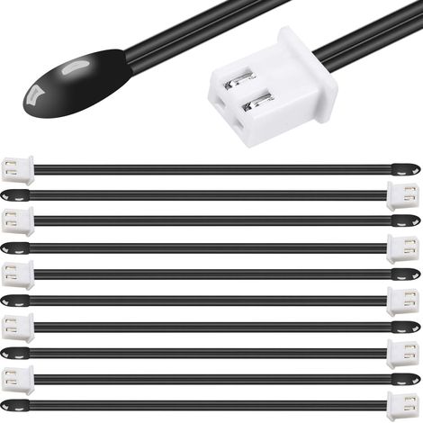 NTC Thermistor Temperature Sensor with XH2.54-2P Socket 3950B Value Epoxy Sensitive Temperature Sensor for Air Conditioner Refrigerator Freezer Thermostat (10 Pack) (1/5)