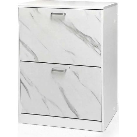 Schuhschrank Atena 60x24x81 cm in Betonoptik mit 4 Klappen und 2 Fächern pro Klappe