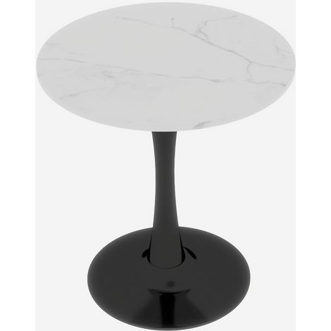 Table basse ronde en marbre artificiel noir et blanc 70 x 70 x 72 cm MODENUIT (1/5)