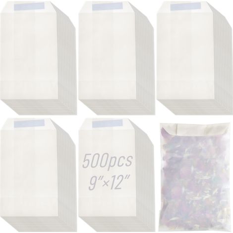 Sacs en Glassine Enveloppes, 70 x 125 mm, Blanc, 500 Pièces (1/5)