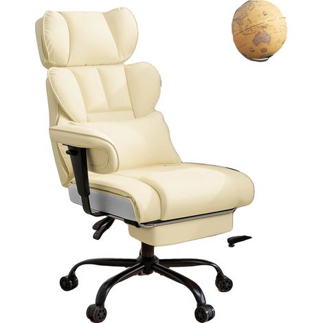 Bürostuhl, Ergonomisches Design, Fußstütze Inklusive, Hellbraun (1/2)