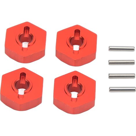 4 Adaptateurs de moyeu hexagonaux en alliage d'aluminium pour voitures RC Traxxas E Revo 1/16, roues et pièces de rechange, rouge (1/5)