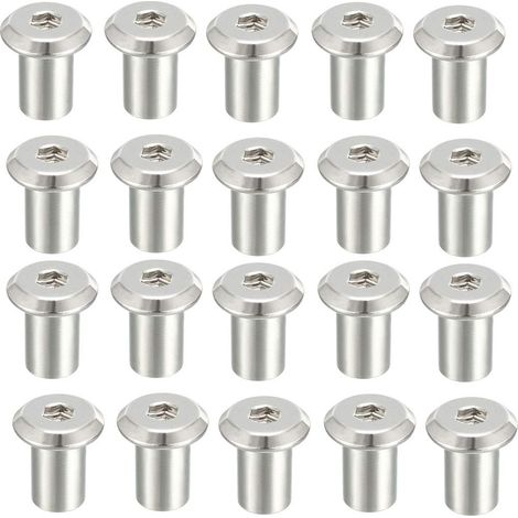 M6x12mm Rivet Hexagonal Prise Tête Insert écrou Fermeture à Vis Nickel Plaqué 20pcs (1/5)