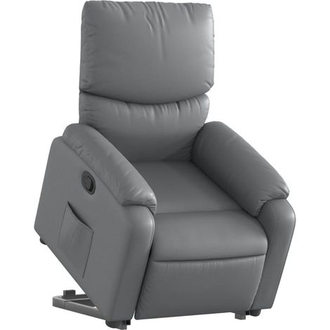 Poltrona relax TV rivestimento confortevole funzione sollevamento elettrico in PVC grigio DEC027981