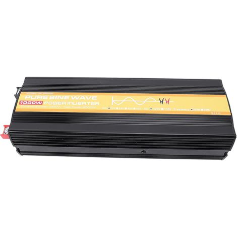 Onduleur à Onde Sinusoïdale Pure 1000 W, Puissance de Crête de 2000 W avec 2 Ports USB, 1 Prise Secteur, Voyants LED, pour Conversion D'énergie Solaire de Voiture (1/5)