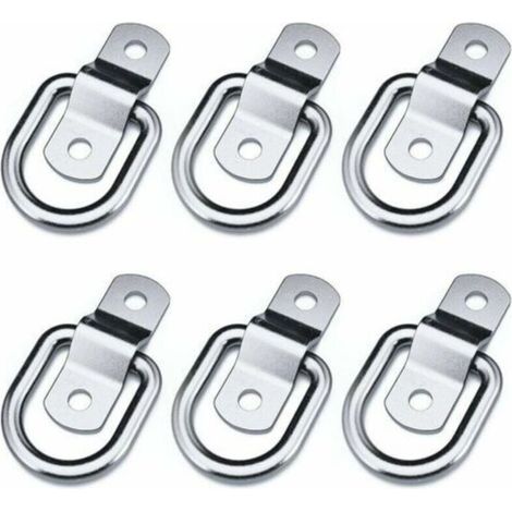 6 Anneaux D - Fer Galvanisé - Charge De Travail 540 Kg - Pour Fixation Sur Remorque Camion Caravane Bateau - 34 X 26 X 6 Mm (1/5)