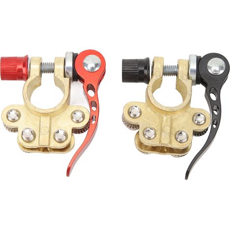 Lot de 2 connecteurs de bornes de batterie automobile avec connecteur à pince à 4 bornes noir et rouge pour remorque de bateau, compatible avec les bornes SAE ou JIS de type A. (1/5)