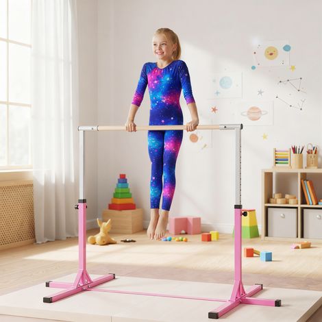Rose - Barre de gymnastique pour enfants, barre de gymnastique à hauteur ajustable en barre horizontale, barre horizontale pour intérieur et