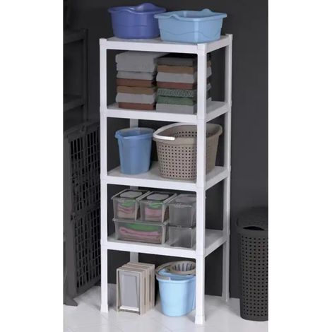 Bama Scaffale Organizzatore Multiuso 4 3 Piani (75x60x184cm) - Bianco - (1/5)