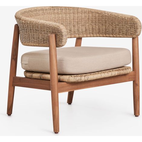 Poltrona da giardino in legno di acacia e rattan sintetico Ribeira SKLUM